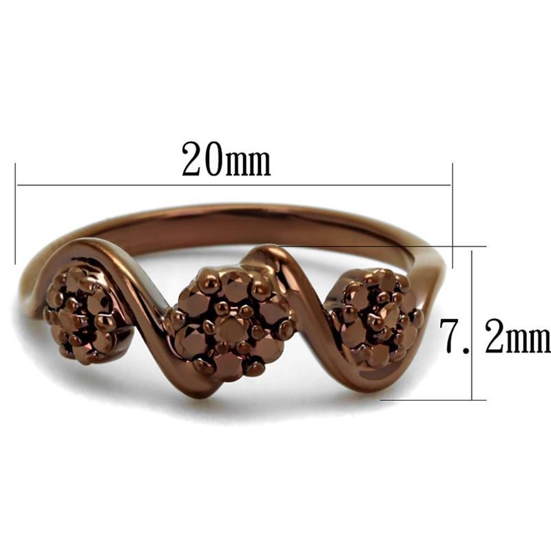 IP Coffee light Brass Ring with AAA Grade CZ in Light Coffee