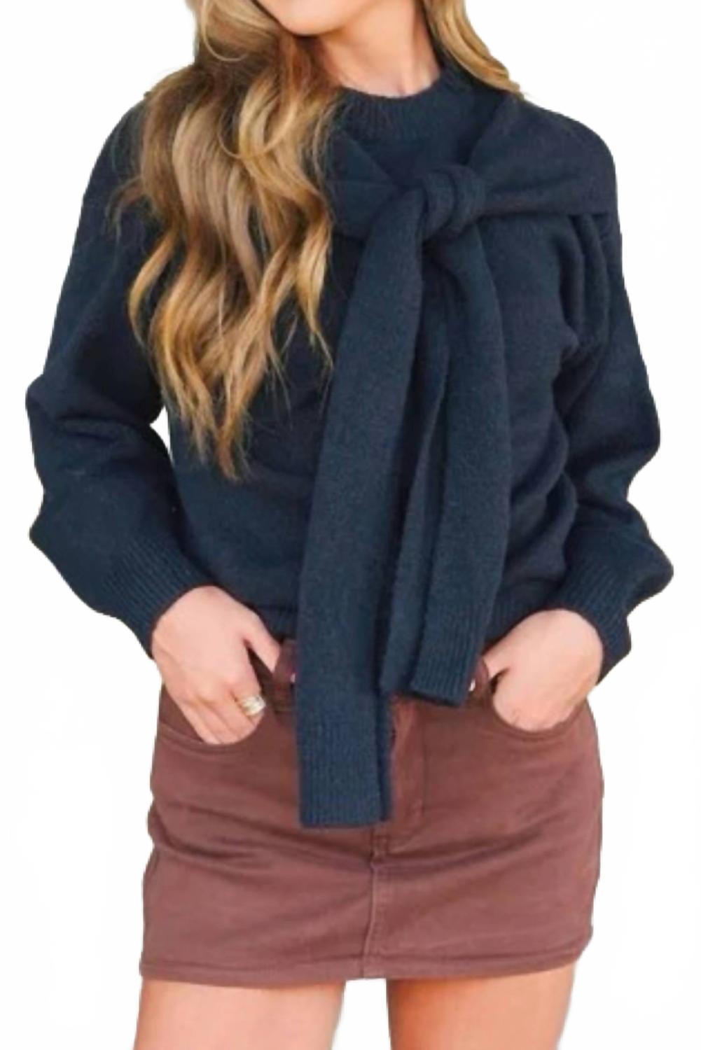 Beau Sweater With Shoulder Ties In Navy