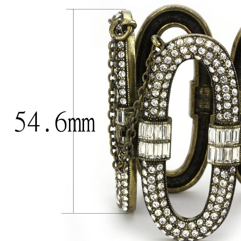 Antique Copper White Metal Bracelet with Top Grade Crystal in Clear