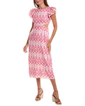 Sail to Sable Flutter Sleeve Linen-Blend Midi Dress