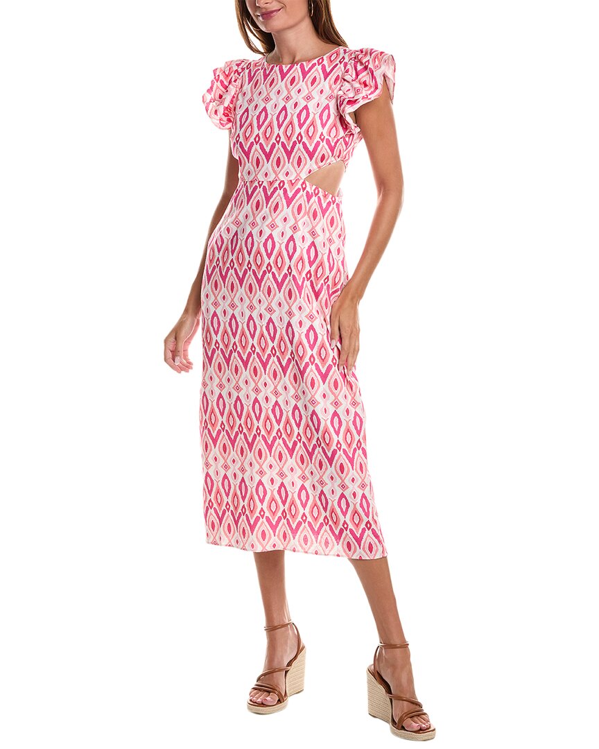 Sail to Sable Flutter Sleeve Linen-Blend Midi Dress