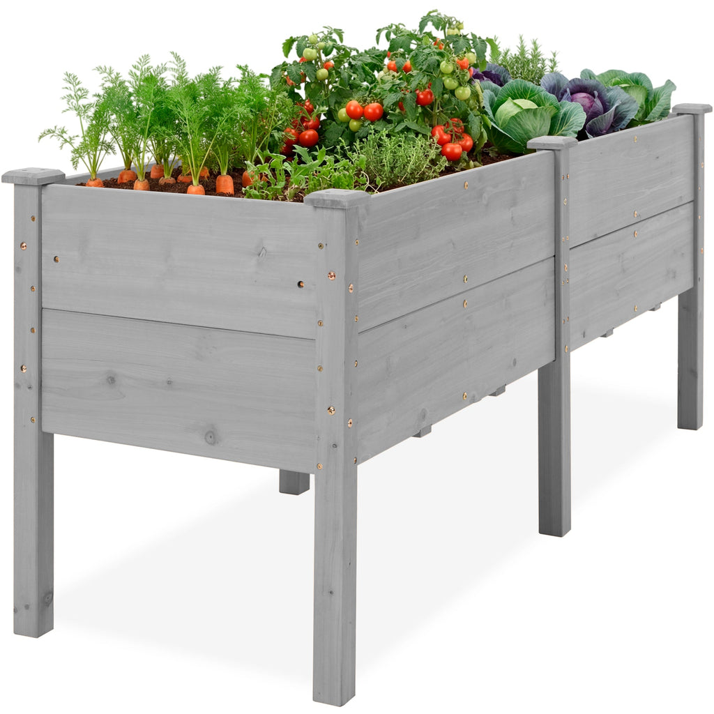 Best Choice Products 72" x 24" x 30" Raised Garden Bed, Extra Deep 16" Depth, Elevated Wood Planter Stand - Gray