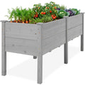 Best Choice Products 72" x 24" x 30" Raised Garden Bed, Extra Deep 16" Depth, Elevated Wood Planter Stand - Gray