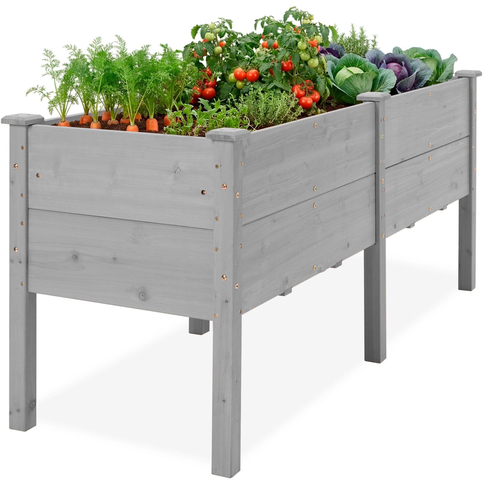Best Choice Products 72" x 24" x 30" Raised Garden Bed, Extra Deep 16" Depth, Elevated Wood Planter Stand - Gray