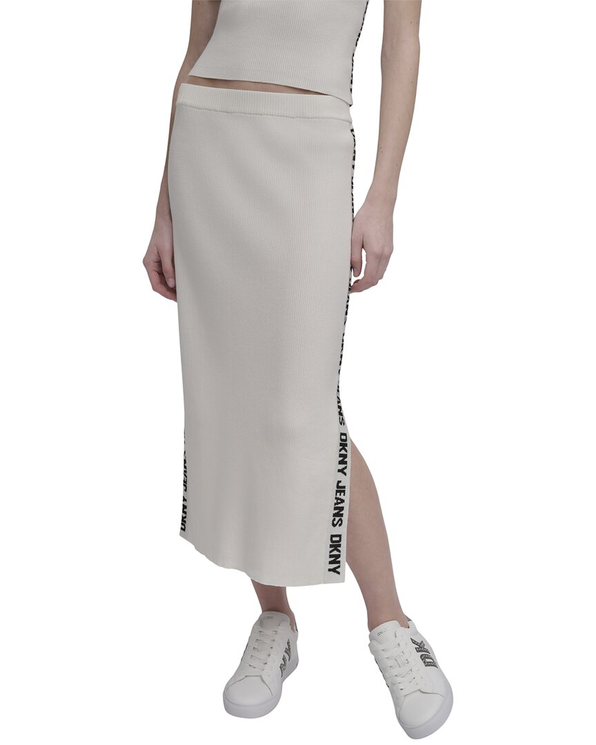 DKNY Side Logo Rib Midi Skirt