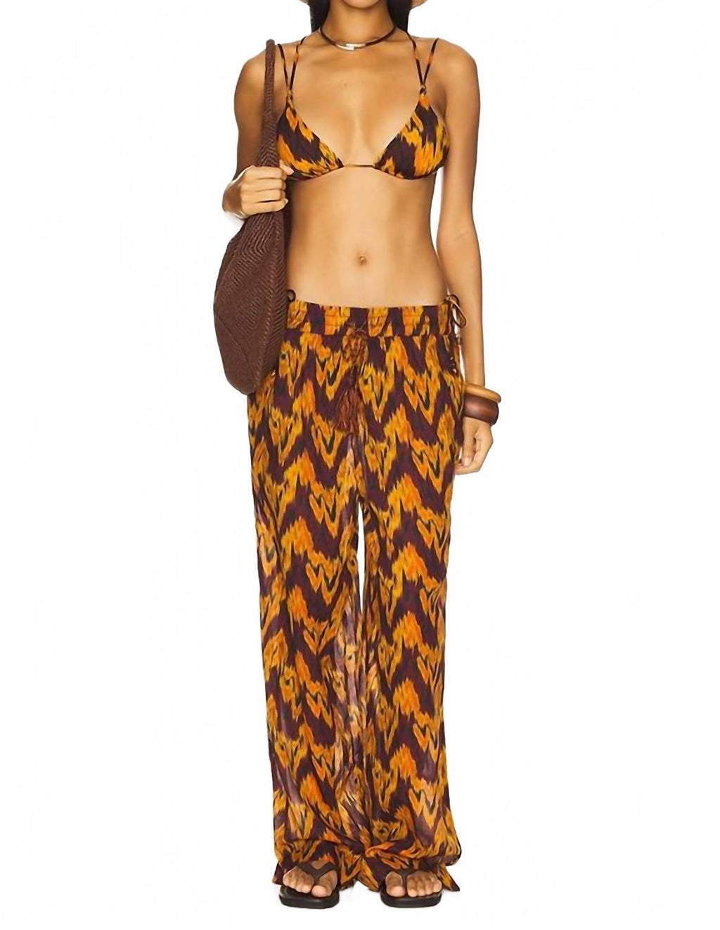 Azra Wide-Leg Trousers In Terra