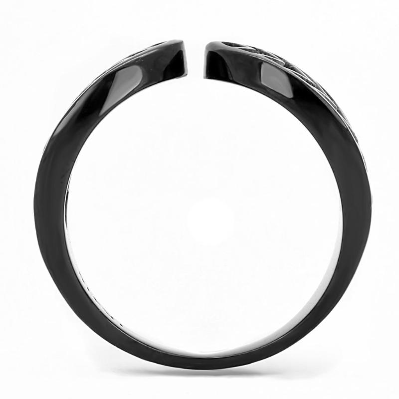 IP Black(Ion Plating) Stainless Steel Ring with Top Grade Crystal in Clear