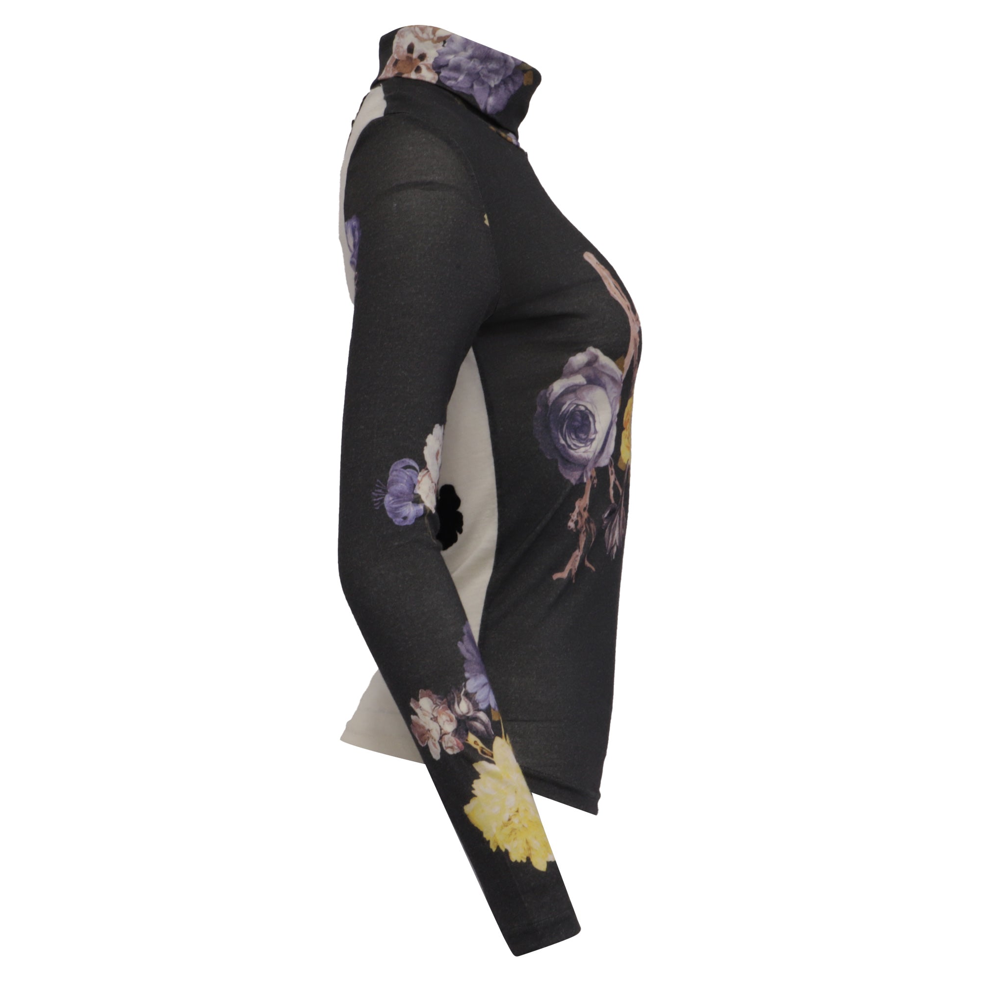 Acne Studios Cleo Turtleneck Top in Floral Print Wool