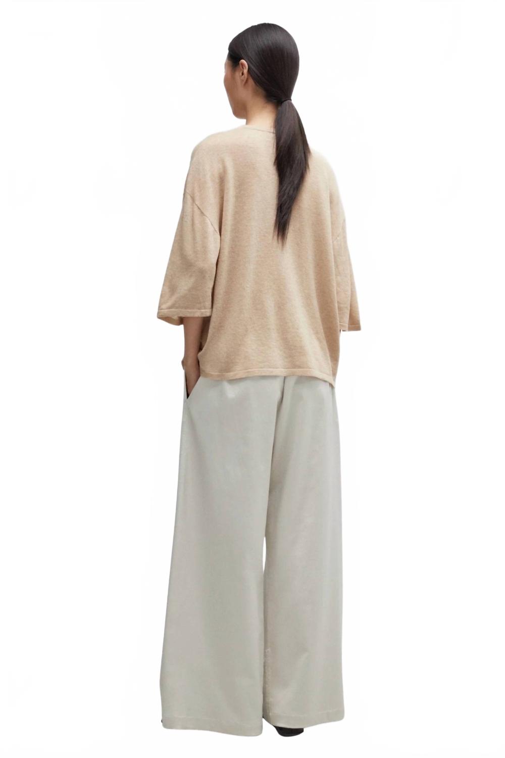 Merino Wool T Shirt In Beige
