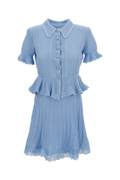 Pointelle Peplum Knit Mini Dress