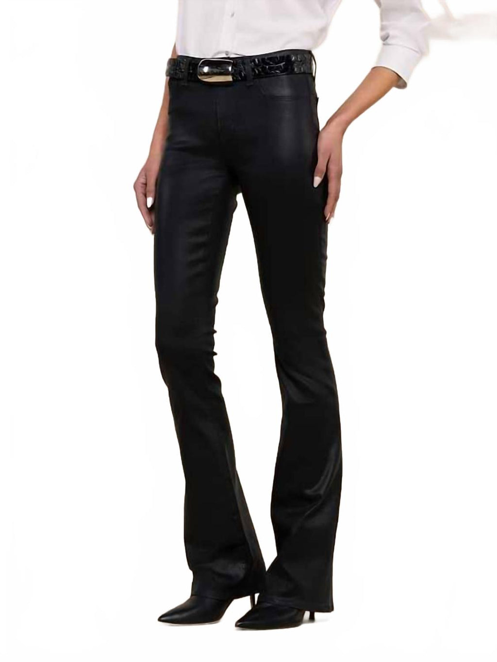 Selma Sleek Baby Bootcut Jean In Noir Coated