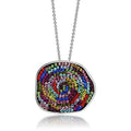 Rhodium Brass Pendant with Top Grade Crystal in Multi Color