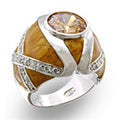 High-Polished 925 Sterling Silver Ring with AAA Grade CZ in Champagne