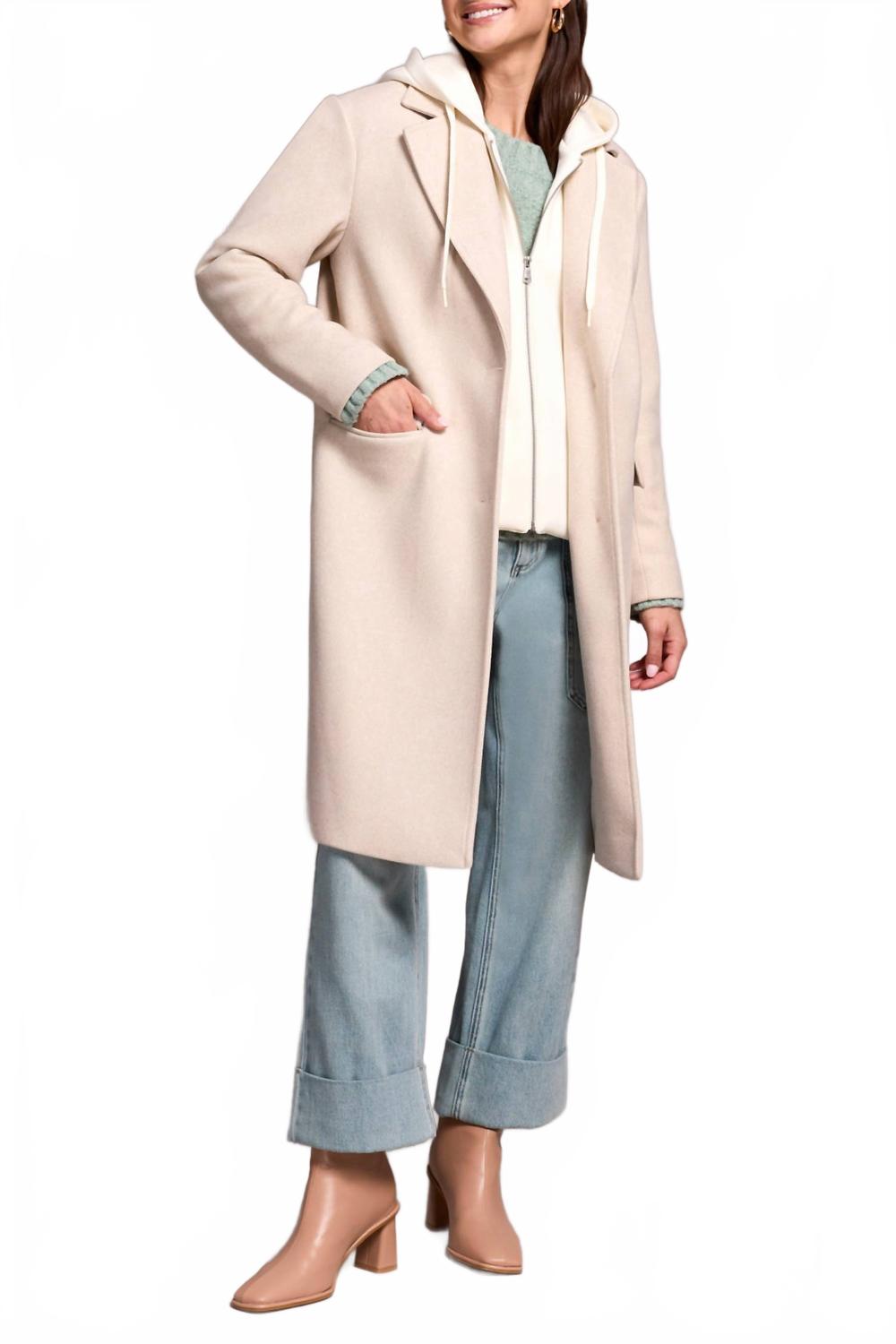 Fooler Hood Trench Coat - Plus In Oatmeal