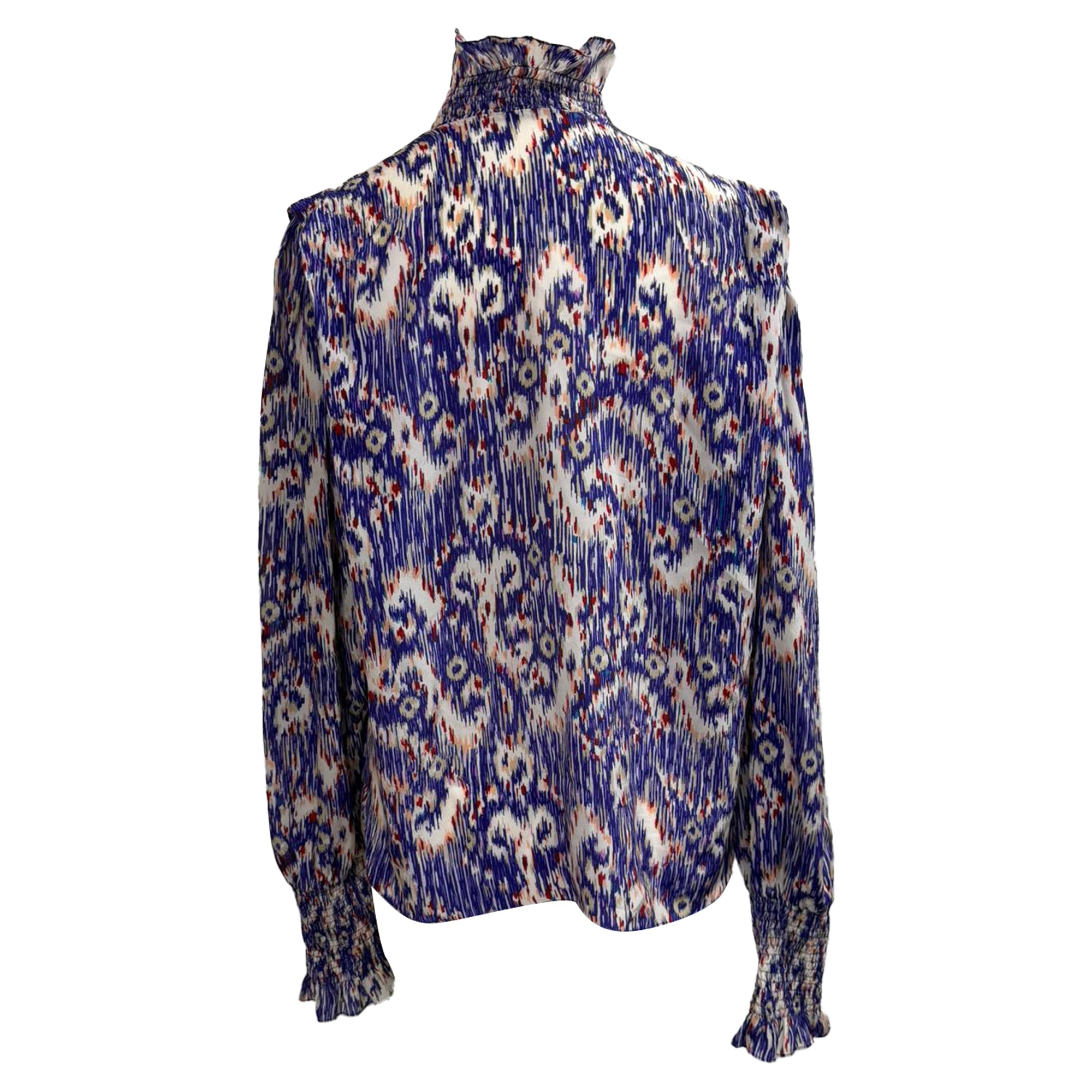 Isabel Marant Etoile Printed Turtleneck Blouse in Multicolor Silk