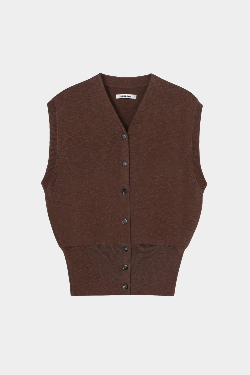 Flecked Cotton Waistcoat In Russet