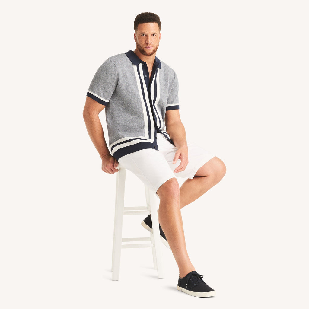 Nautica Big & Tall Classic Fit Jacquard Button-Front Polo