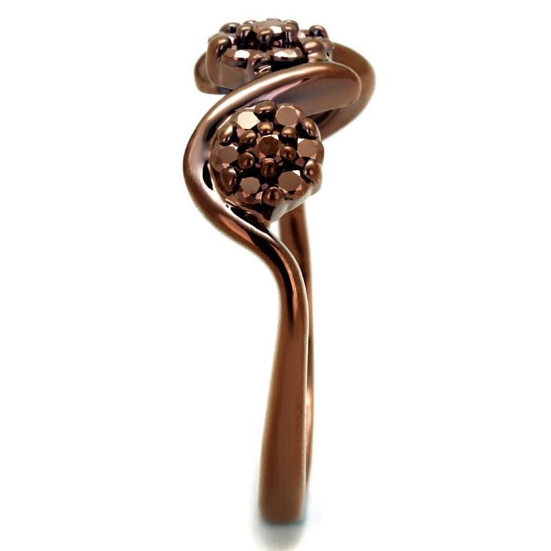 IP Coffee light Brass Ring with AAA Grade CZ in Light Coffee