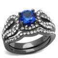 IP Light Black Stainless Steel Ring with Synthetic Spinel in London Blue