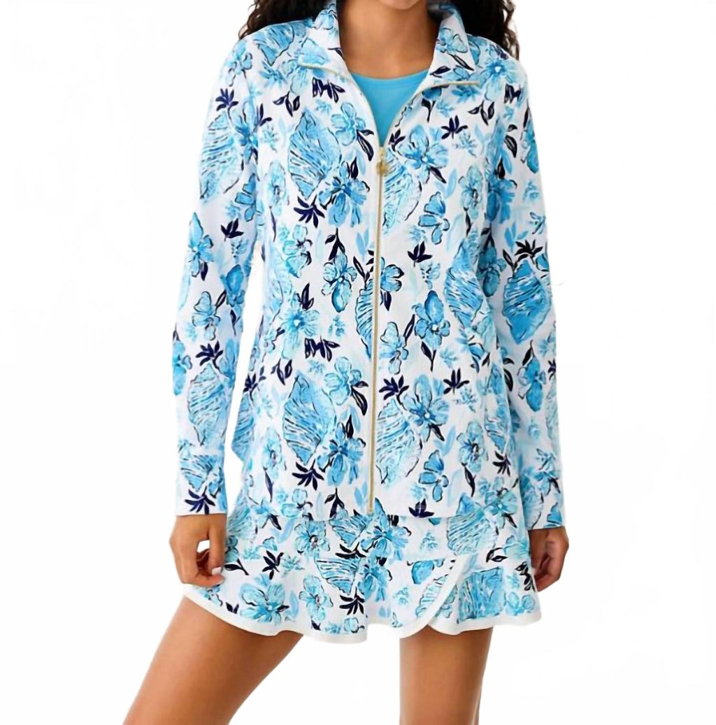 Leona Upf 50+ Zip-Up Jacket In Resort White Seashell Splendor