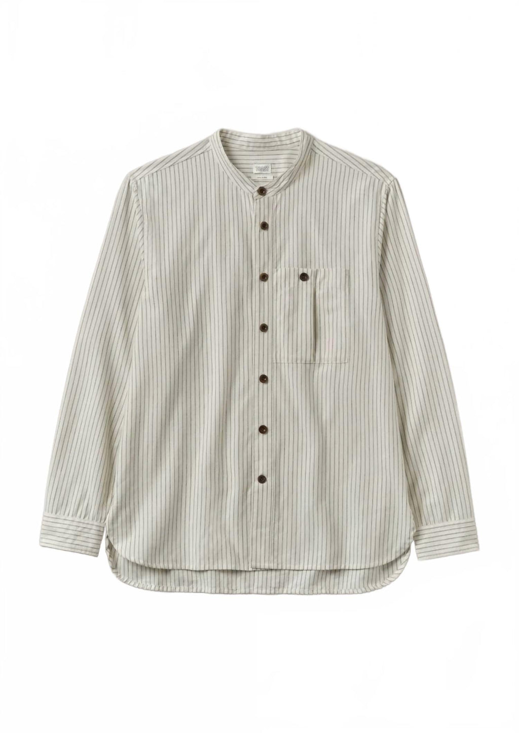 Stripe Grandad Shirt In Ecru/charcoal