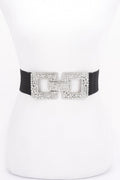 Rhinestone Buckle Elastic Belt