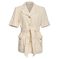 Sandro Truman Belted Tweed Jacket In Beige Cotton