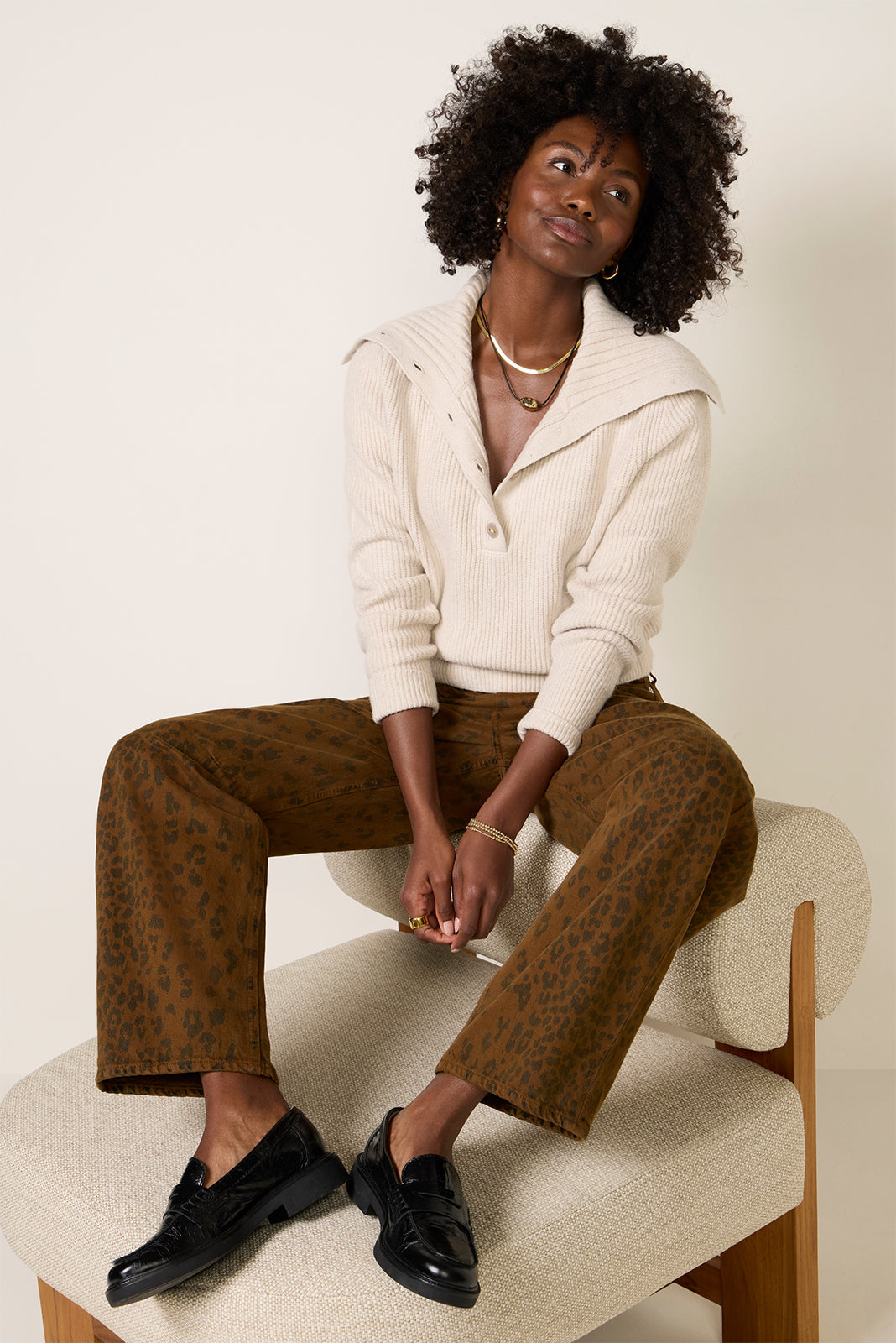 Women's Nash Collared Button Sweater Top