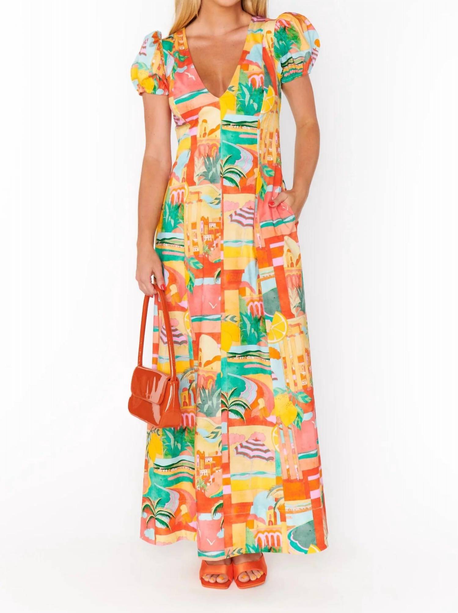 Winnie Maxi Dress In Postcards From Italia Print