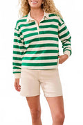 Rugby Long Sleeve Polo Top In Green