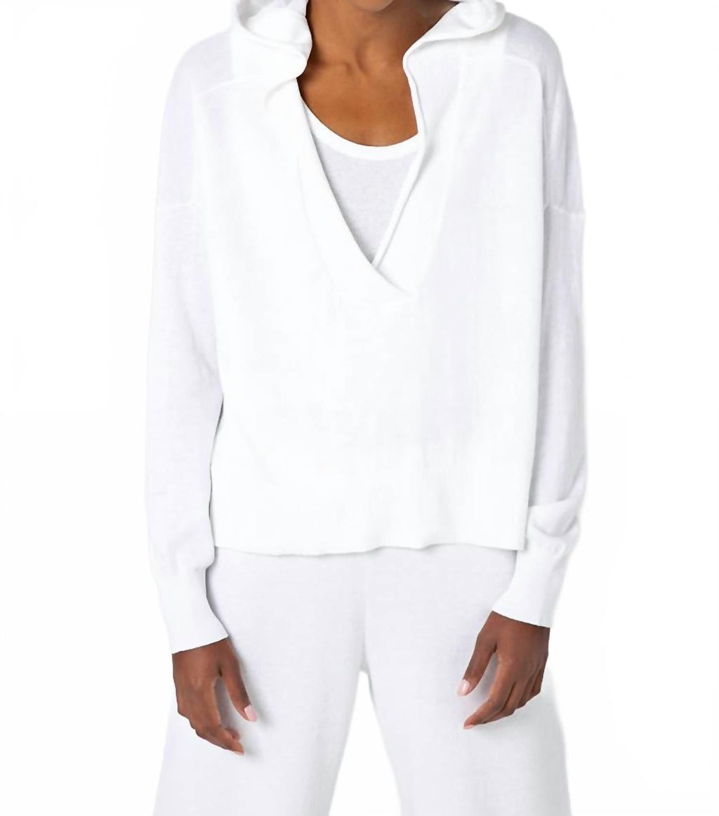 Crop Crossover Hoodie In White