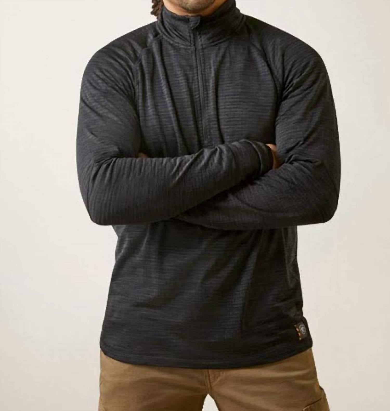 Men's Rebar Gridwork Zip Baselayer Shirt In Black