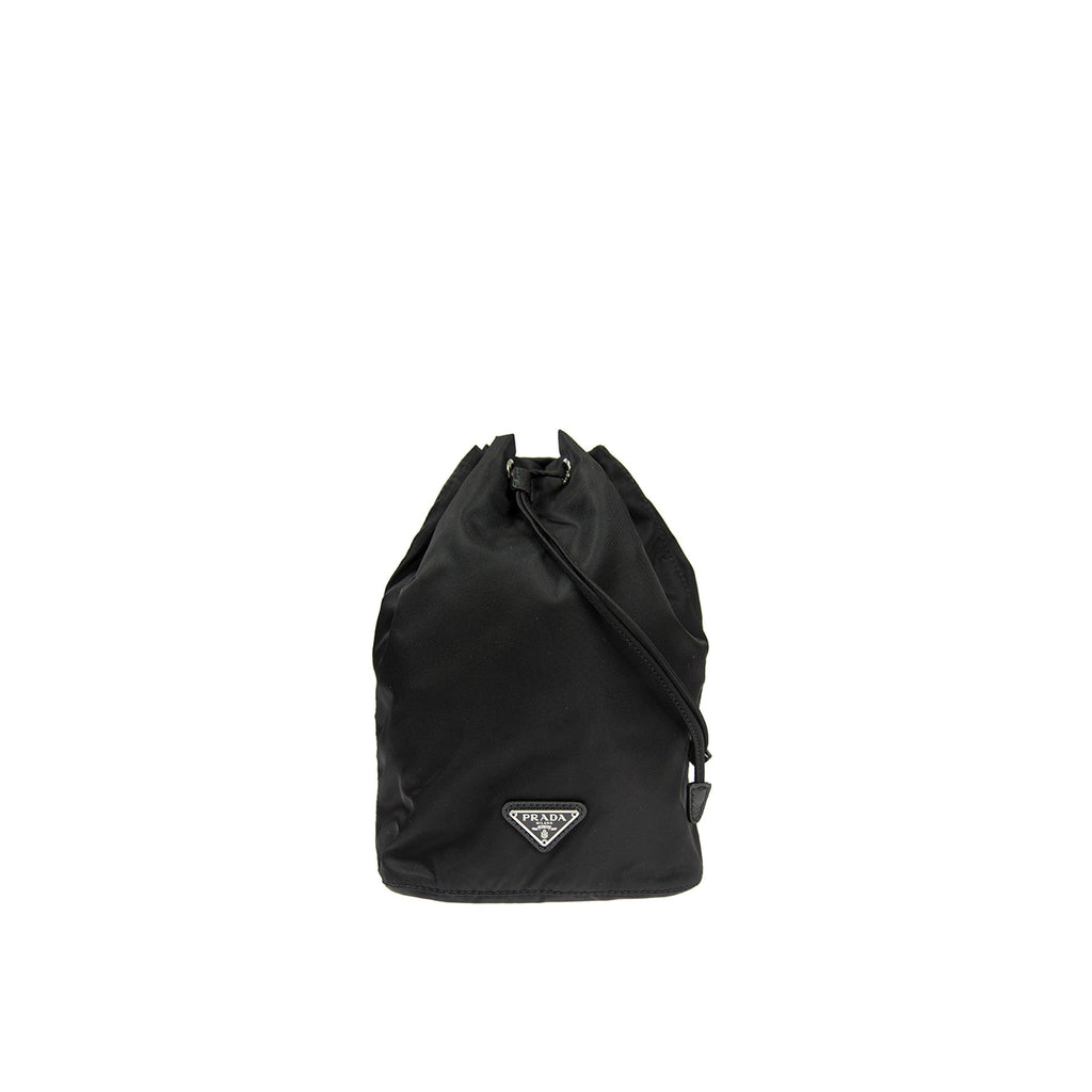 Prada Nylon And Leather Drawstring Pouch Women