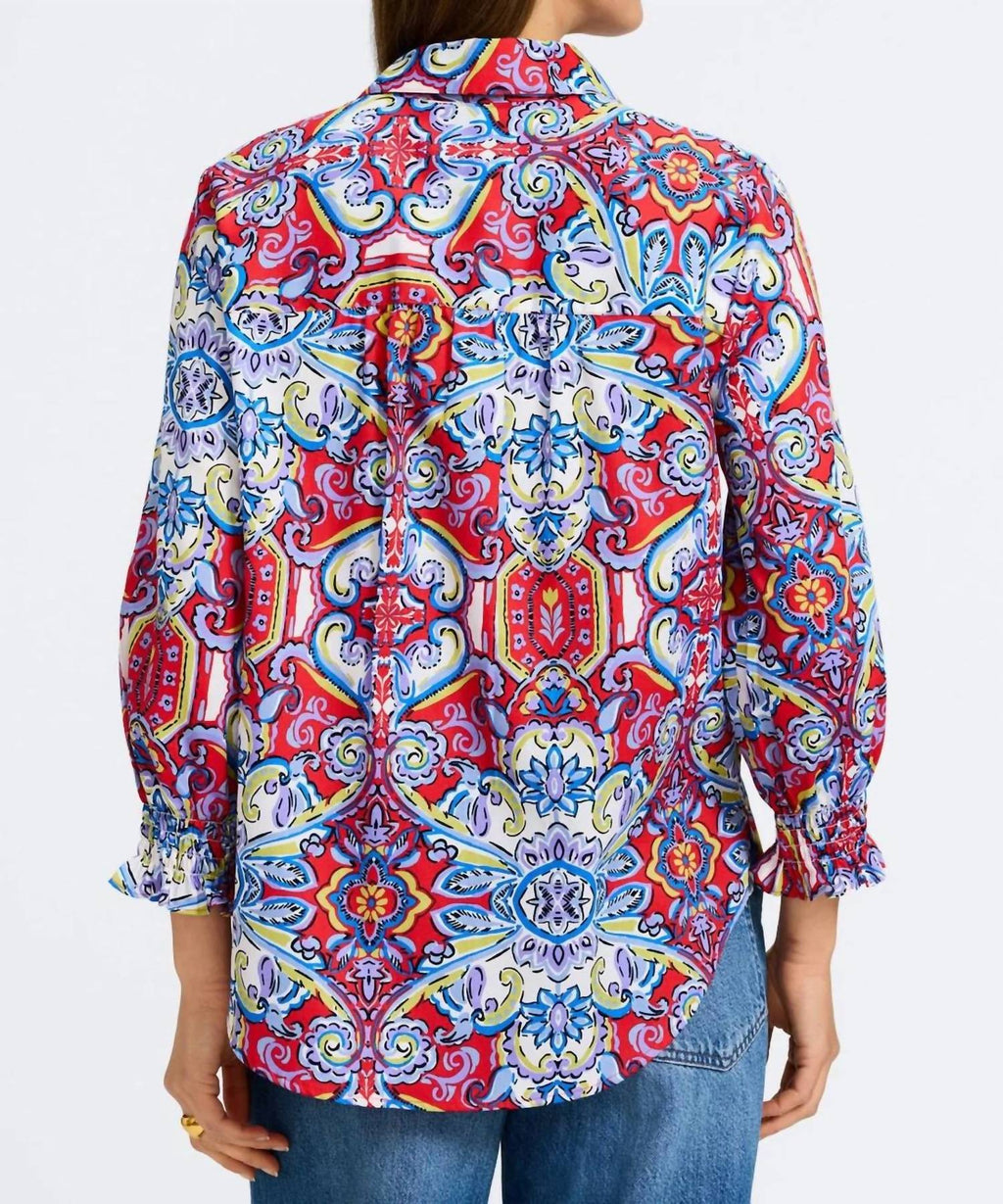 Olivia Floral Shirt In Red Multi