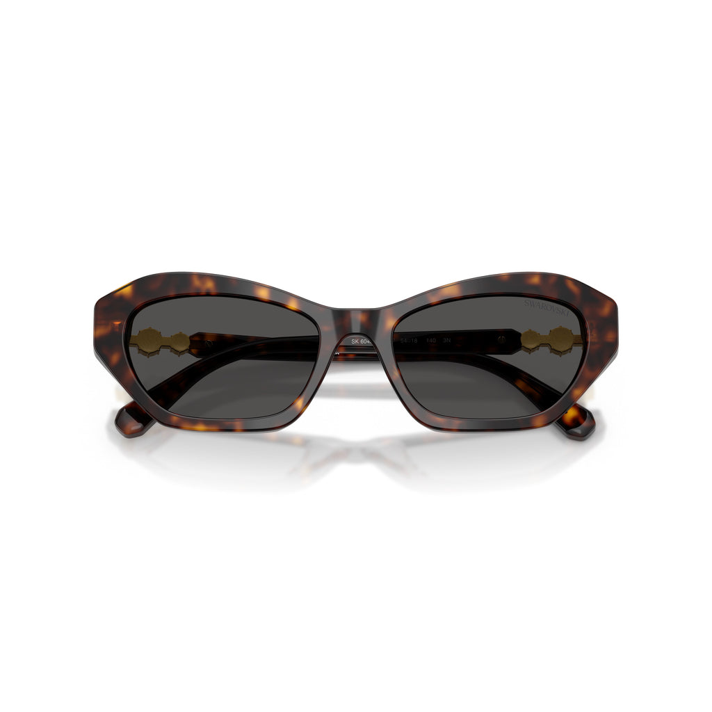 0Sk6048 Angular Tortoiseshell Sunglasses with Crystal Accents