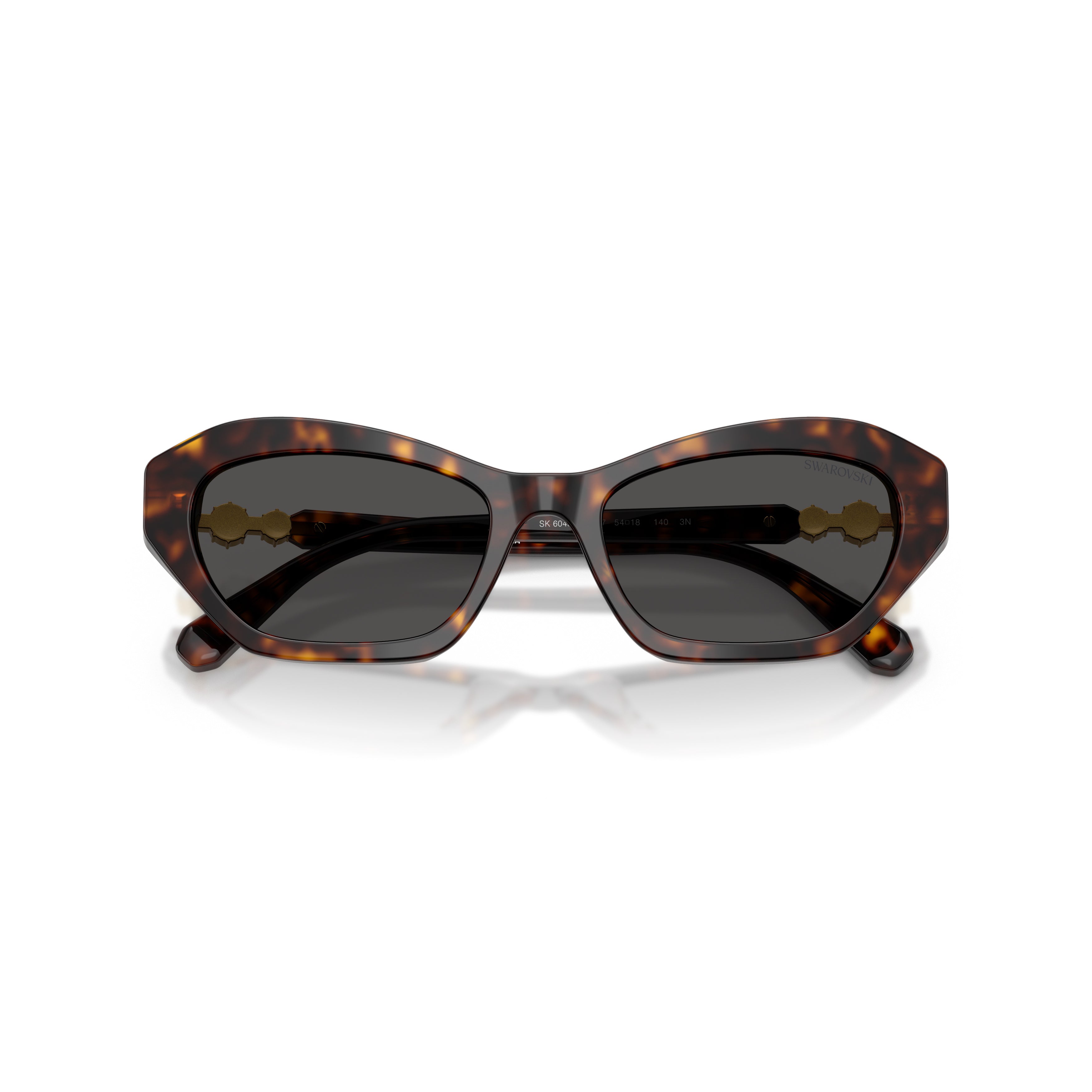 0Sk6048 Angular Tortoiseshell Sunglasses with Crystal Accents