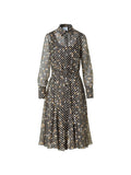 Women's Midi Polka Dot Devore Dress In Black Multi