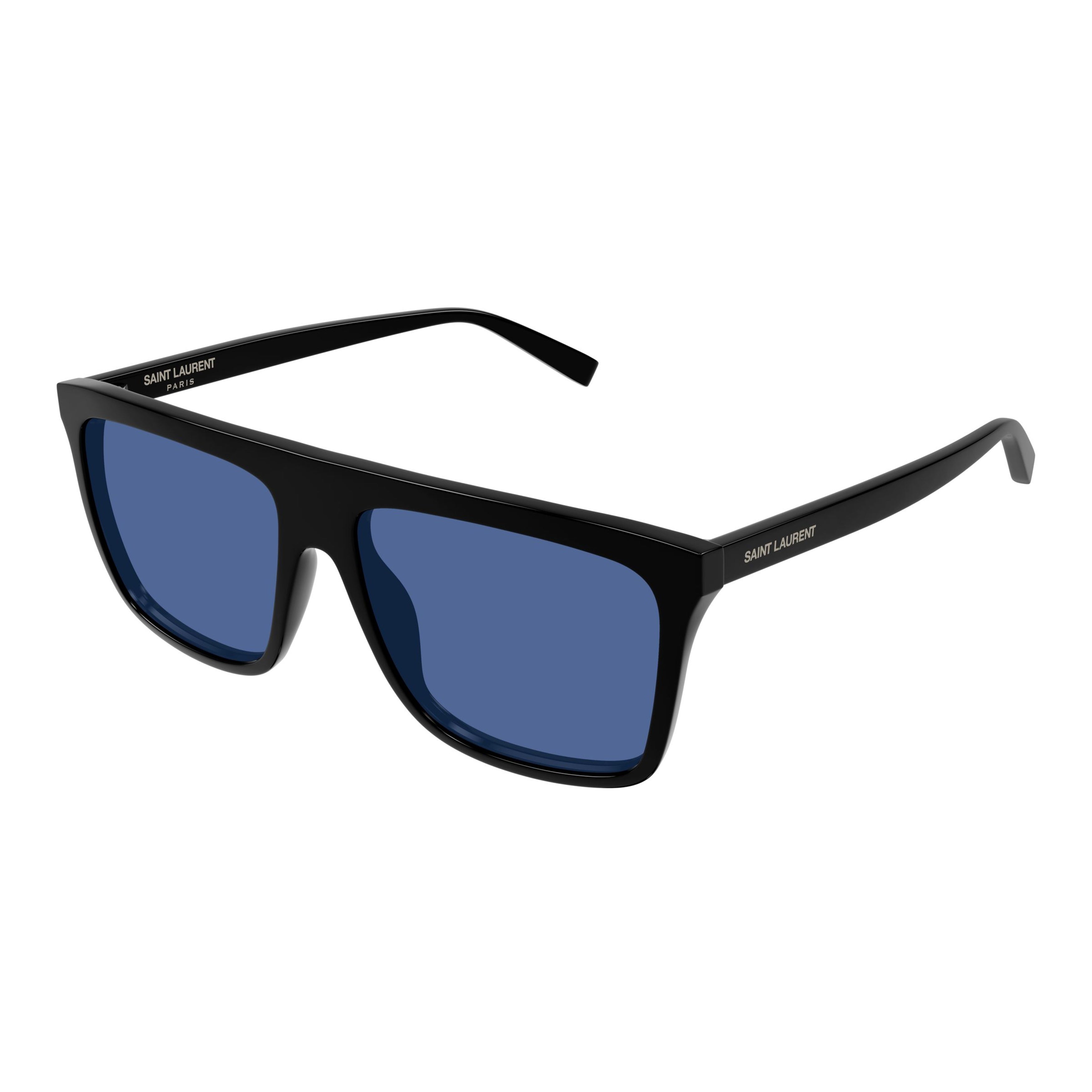 Bold Rectangular Frame Sunglasses With Deep Blue Lenses