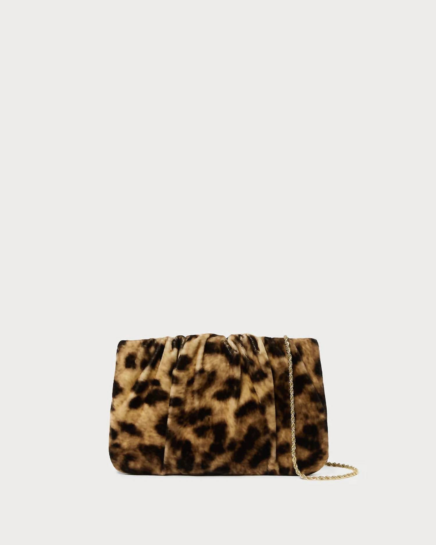 Women's Serena Gathered Velvet Clutch In Leopard