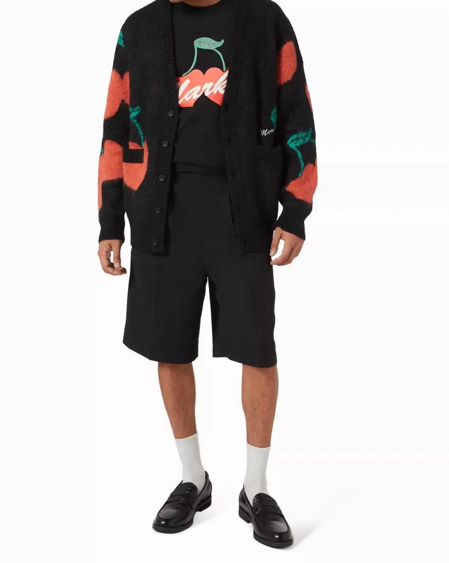 Men's Double Cherries T-Shirt In Pirate Black