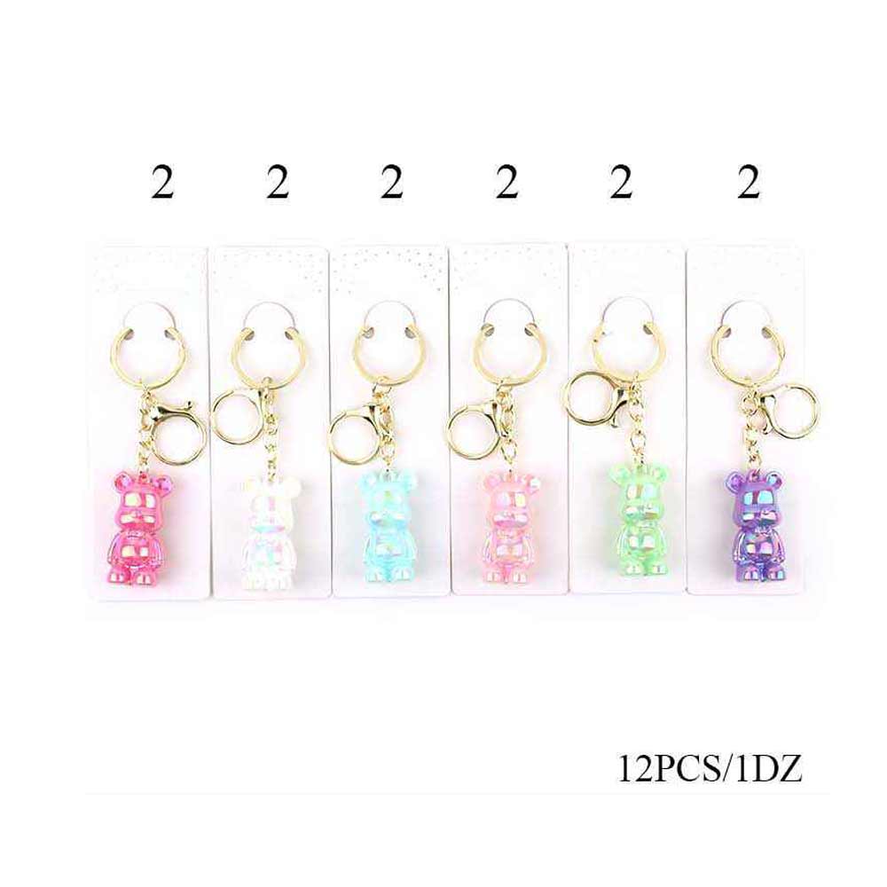 12PCS - Iridescent Cute Bear Charm Keychain Bag Charms