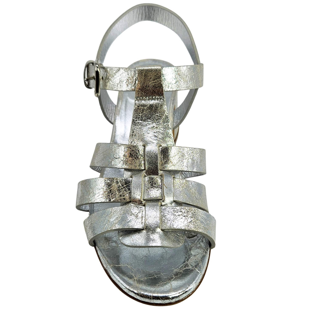 Metallic Leather Gladiator Heel Sandal