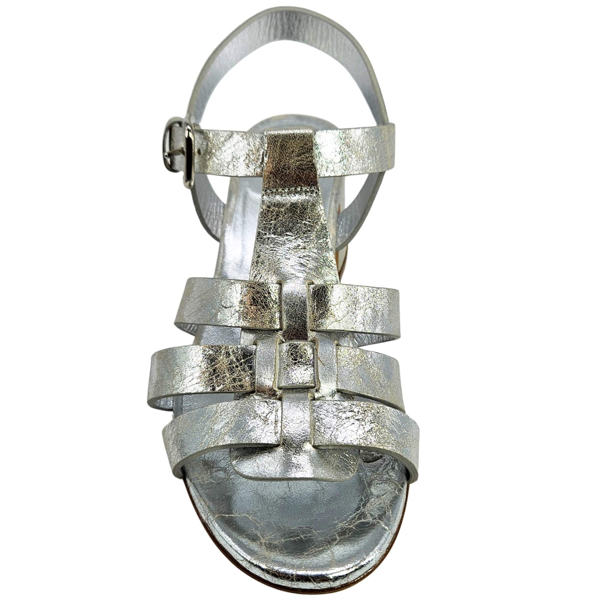 Metallic Leather Gladiator Heel Sandal