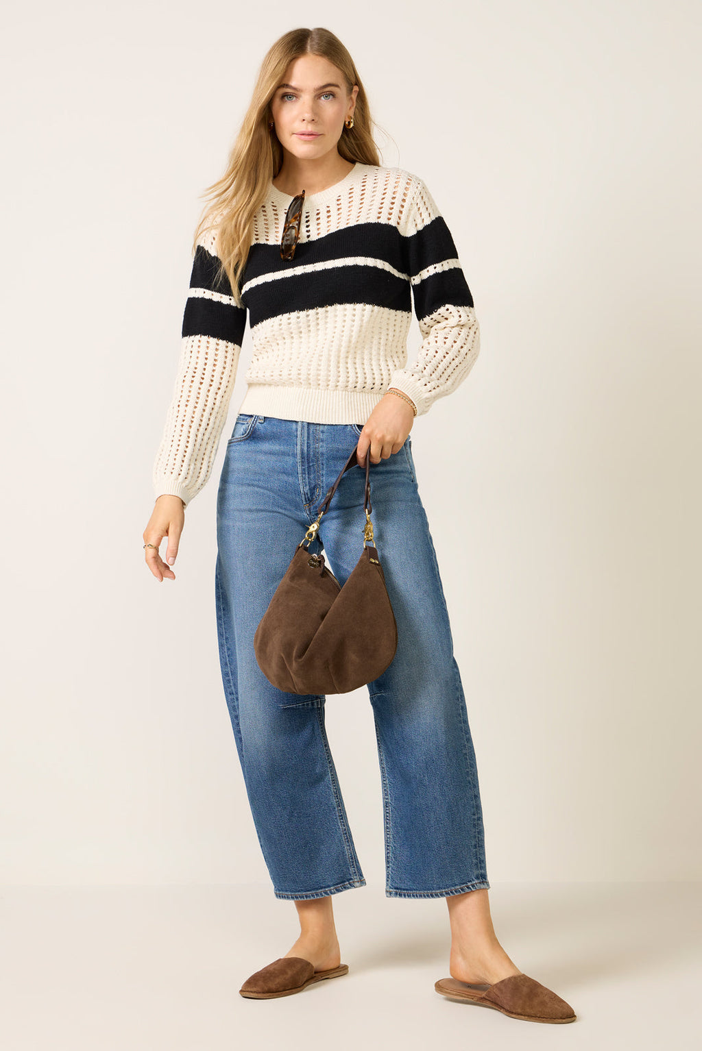 Women's SPORTY OPENWORK POPOVER Top