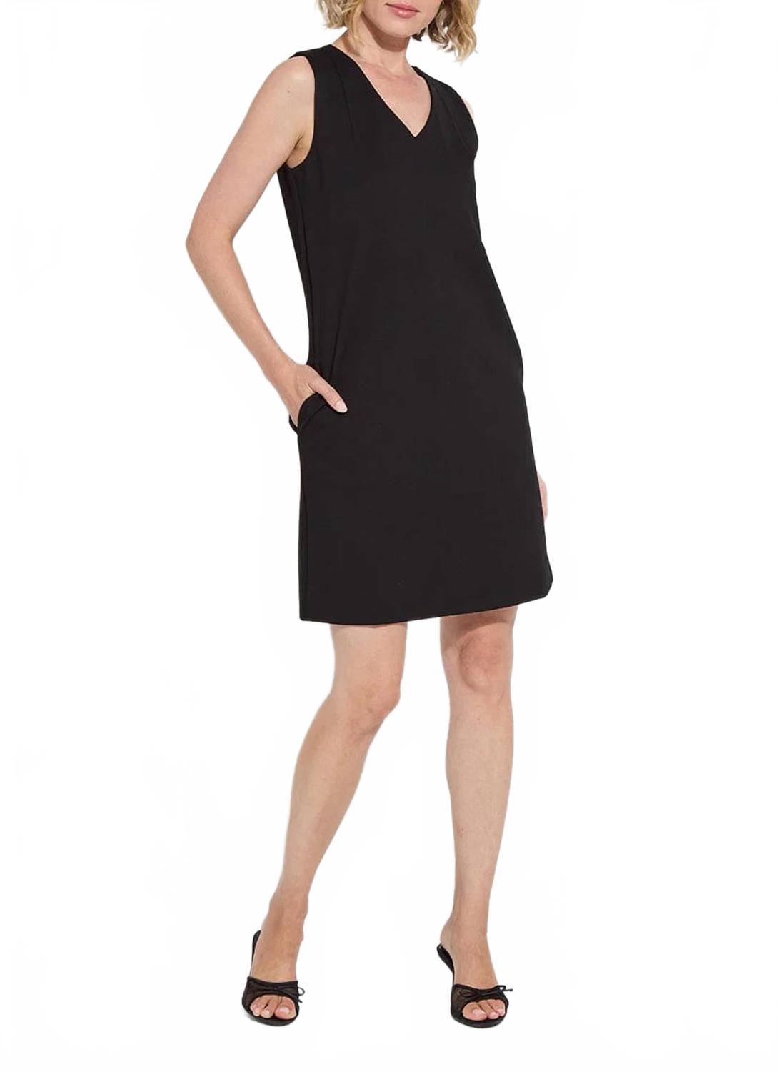 Sleeveless Knee Length Dress In Black
