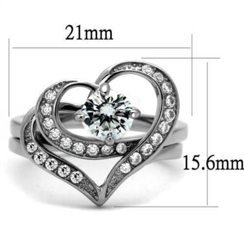 High polished (no plating) Stainless Steel Ring with AAA Grade CZ in Clear