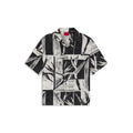 Oversized-fit printed shirt with camp collar