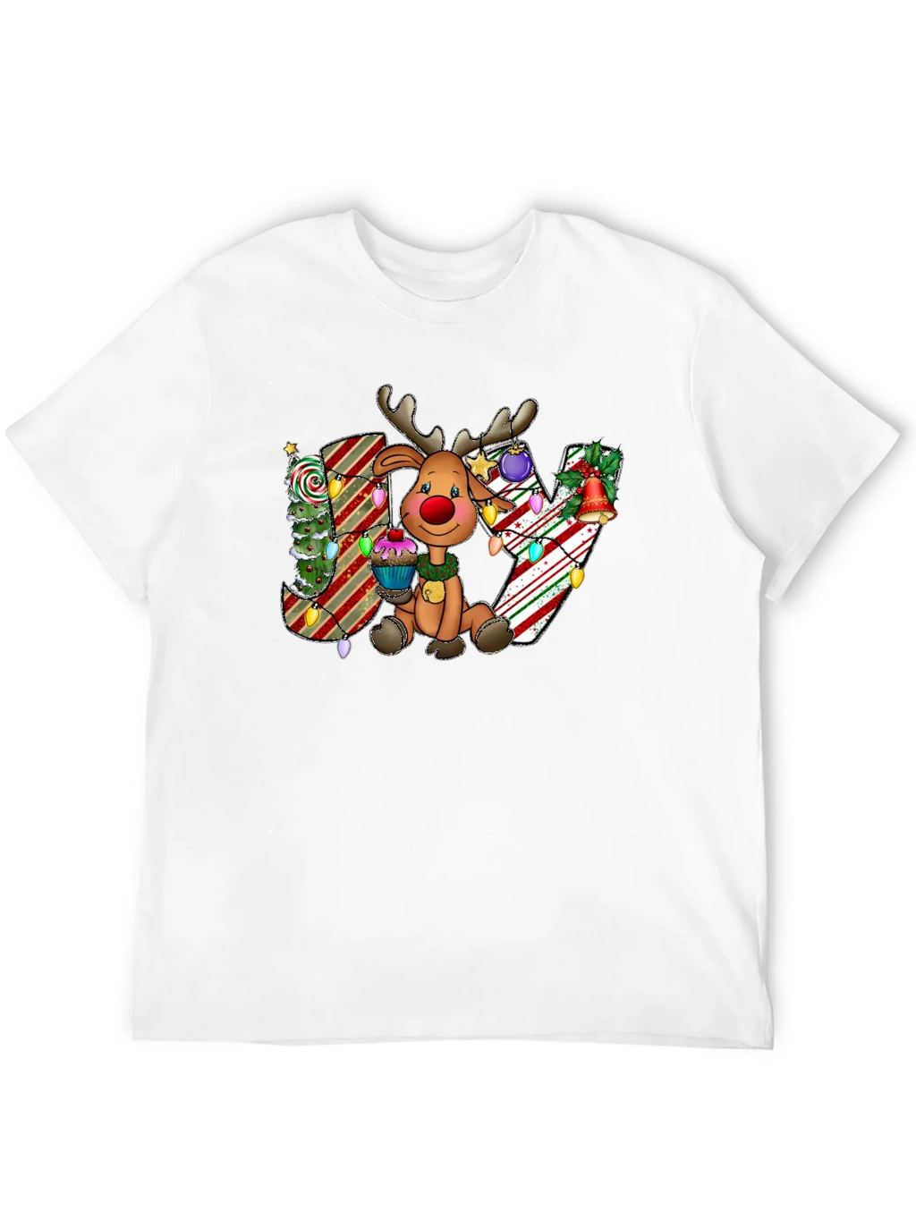 Festive Reindeer JOY Christmas Graphic Tee