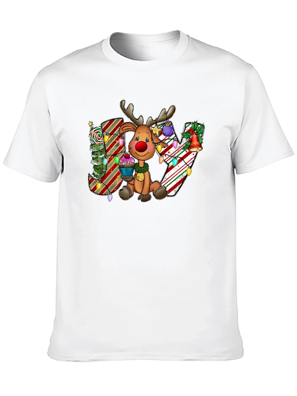 Festive Reindeer JOY Christmas Graphic Tee