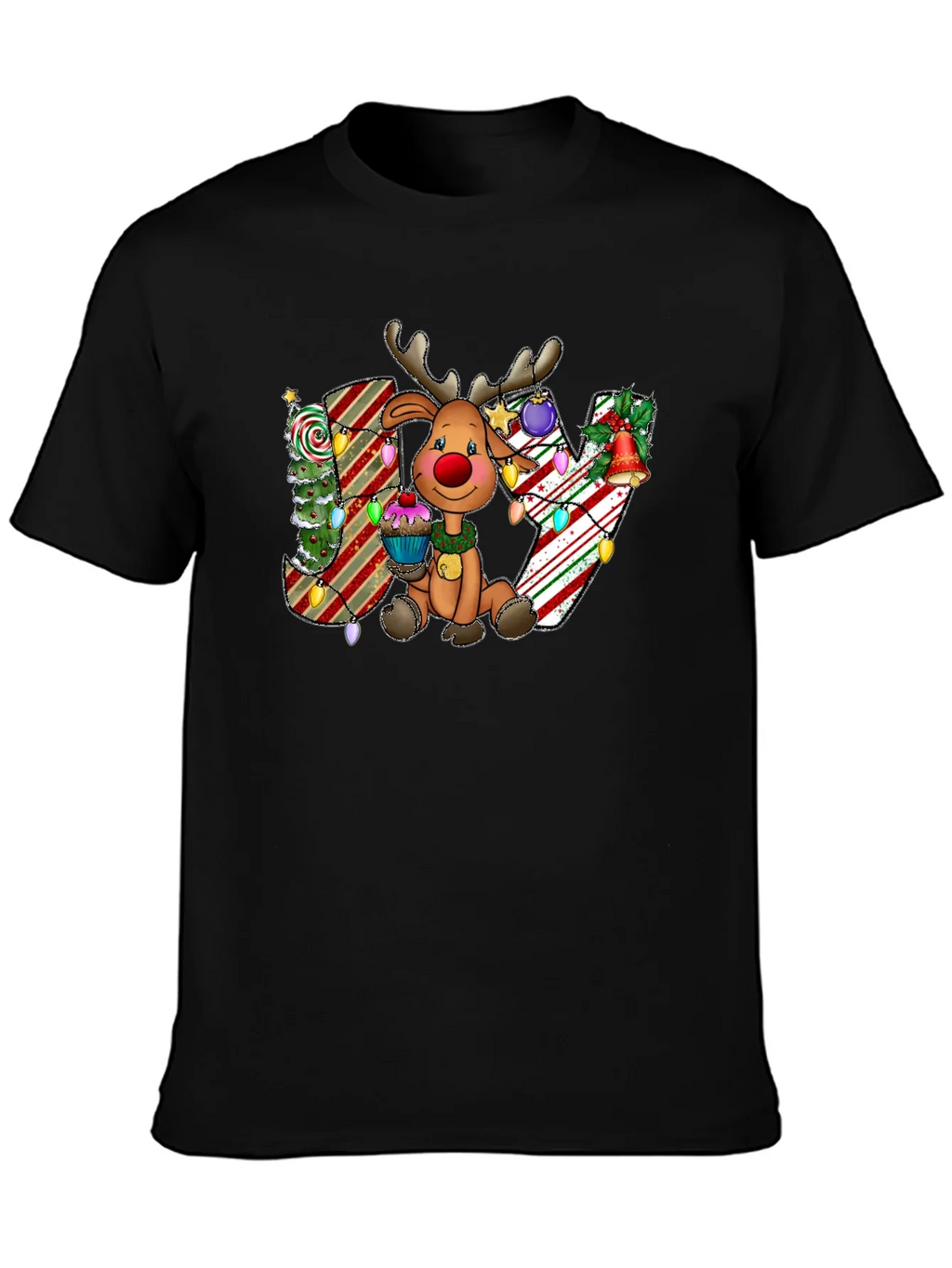 Festive Reindeer JOY Christmas Graphic Tee